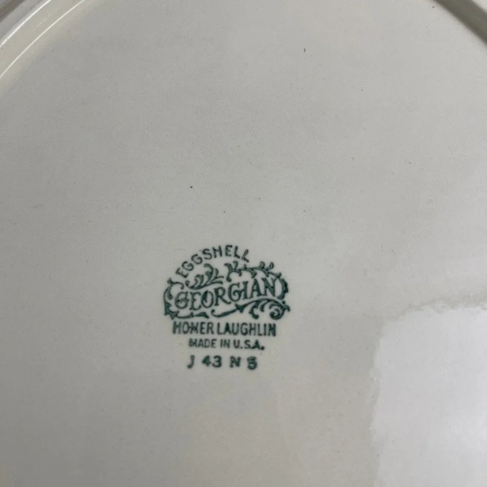 Homer Laughlin Eggshell Georgian Floral Oval Serving Platter Gold Trim 15.5 Inch